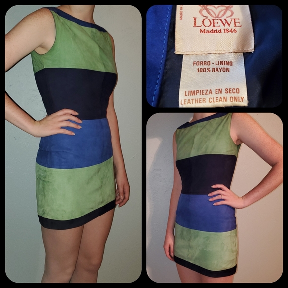 Loewe Dresses & Skirts - Loewe Vintage Color Block Striped Suede Dress